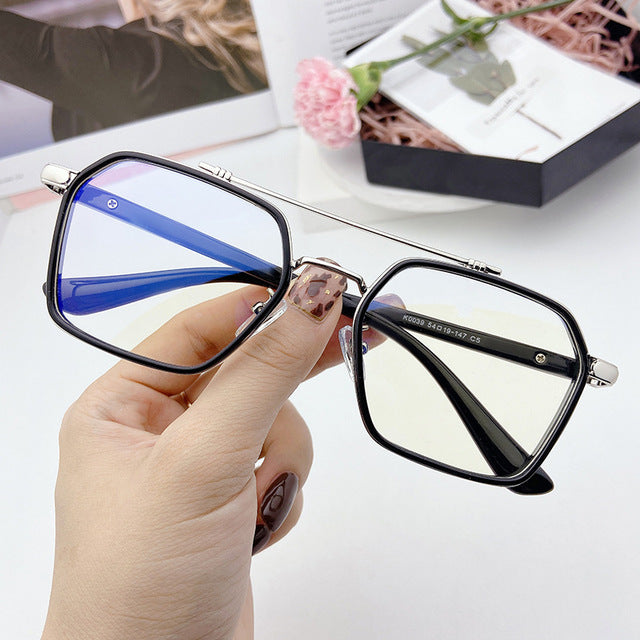 New Square Oversized Sunglasses Fashion Sky Blue White Color Eyewear Aolly  Plastic Eyeglasses Frame
