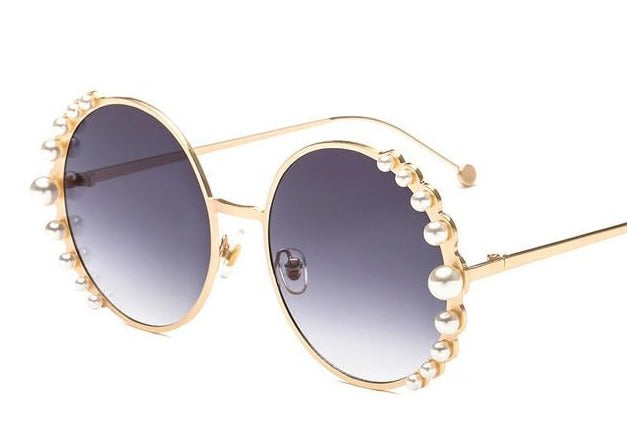 Calanovella Stylish Pearl Big Round Sunglasses UV400