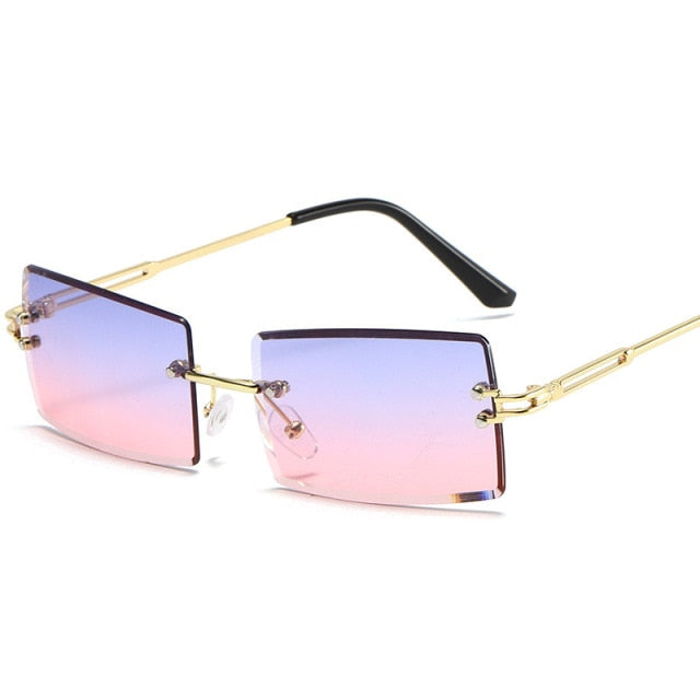 Calanovella Rectangle Steampunk Sunglasses Vintage Retro Rimless